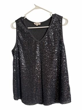 Urban Diction Gray/Silver Sequin V-Neck Camisole/Tank  Top Size XL